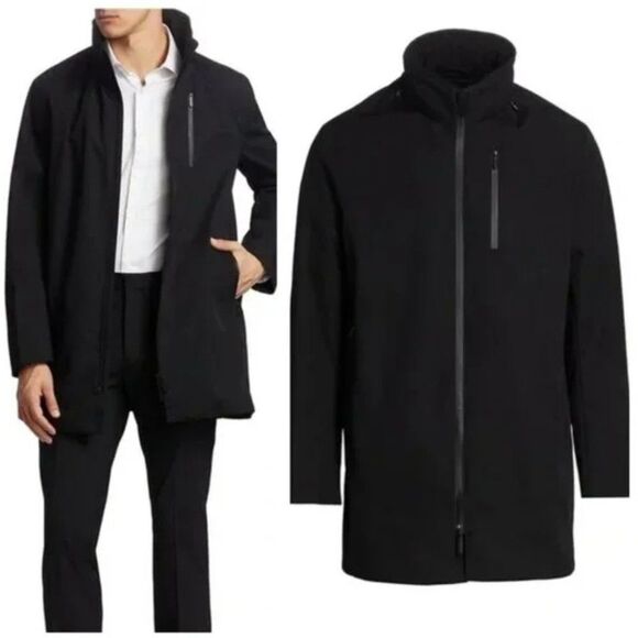 EMPORIO ARMANI Over Jacket Matrix Full Zip Up Out Pockets Lined Long Sleeve Mens